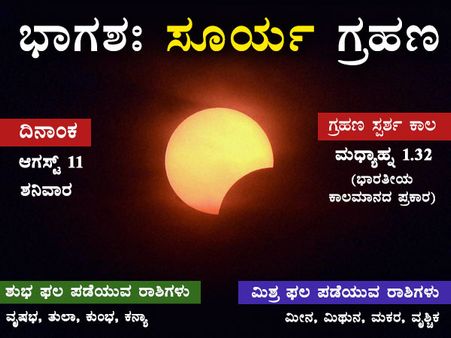 ಆ. 11 ರ ಭಾಗಶಃ ಸೂರ್ಯಗ್ರಹಣ: ಚಿತ್ರದಲ್ಲಿ ಮಾಹಿತಿ
