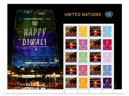 ದೀಪಾವಳಿಗೆ ವಿಶ್ವಸಂಸ್ಥೆ ಉಡುಗೊರೆ: ವಿಶೇಷ ಅಂಚೆಚೀಟಿ ಬಿಡುಗಡೆ