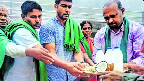 ಉತ್ತಮ ಮಳೆಯಾಗಲೆಂದು ತಲಕಾವೇರಿಯಲ್ಲಿ ಪೂಜೆ ಸಲ್ಲಿಸಿದ ದರ್ಶನ್ ಪುಟ್ಟಣ್ಣಯ್ಯ