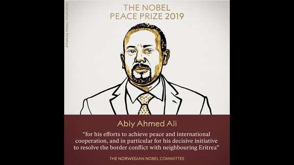 ಇಥಿಯೋಪಿಯಾ ಪ್ರಧಾನಿಗೆ 2019ರ ನೊಬೆಲ್ ಶಾಂತಿ ಪುರಸ್ಕಾರ