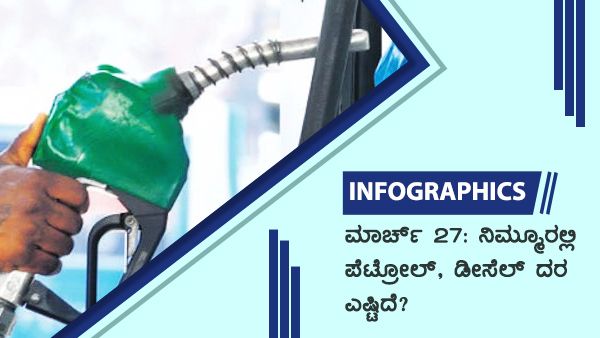 ಮಾರ್ಚ್ 27: ಕರ್ನಾಟಕದ ವಿವಿಧೆಡೆ ಪೆಟ್ರೋಲ್, ಡೀಸೆಲ್ ಬೆಲೆ