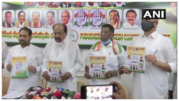 ಪುದುಚೇರಿ ಚುನಾವಣೆ: ಪ್ರಣಾಳಿಕೆ ಬಿಡುಗಡೆ ಮಾಡಿದ ಕಾಂಗ್ರೆಸ್