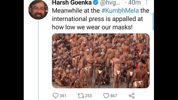 ವಿವಾದಕ್ಕೆ ಕಾರಣವಾಯ್ತು ಕುಂಭಮೇಳದ ಕುರಿತ ಹರ್ಷ್ ಗೋಯೆಂಕಾ ಟ್ವೀಟ್