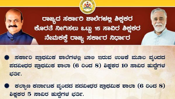 ಶಿಕ್ಷಕರ ನೇಮಕಾತಿ; ಸಿಹಿ ಸುದ್ದಿ ಕೊಟ್ಟ ಸಚಿವ ಬಿ. ಸಿ. ನಾಗೇಶ್‌ 