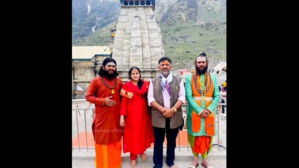 ಕೇದಾರನಾಥ ದೇಗುಲಕ್ಕೆ ಭೇಟಿ ನೀಡಿದ ಡಿಕೆ ಶಿವಕುಮಾರ್ ದಂಪತಿ