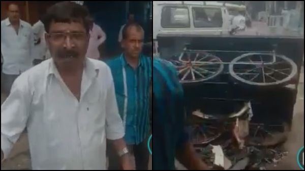 ಚಿಕ್ಕಮಗಳೂರು; ಗಾಡಿಗೆ ಬೆಂಕಿ ಹಾಕಿದ ಬೀದಿ ಬದಿ ವ್ಯಾಪಾರಿ