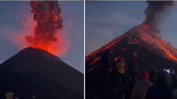 ವಿಡಿಯೋ: ಜ್ವಾಲಾಮುಖಿ ಸ್ಪೋಟಿಸುವಾಗ ಹತ್ತಿರದಿಂದ ಸೆಲ್ಫಿ ತೆಗೆದುಕೊಂಡ ಪ್ರವಾಸಿಗರು