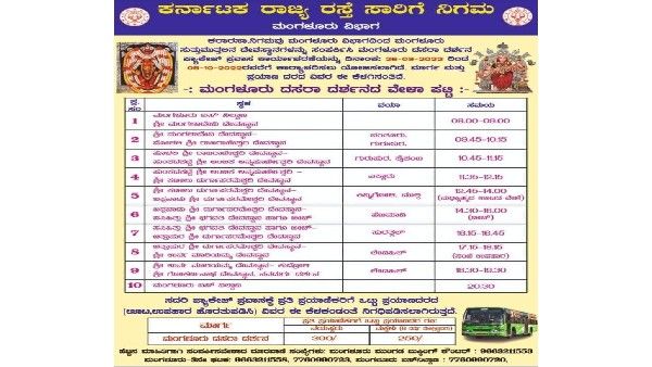 ಮಂಗಳೂರು ದಸರಾ; 300ರೂಪಾಯಿನಲ್ಲಿ ಮಂಗಳೂರಿನ ಒಂಭತ್ತು ದೇವಸ್ಥಾನಗಳ ದರ್ಶನ