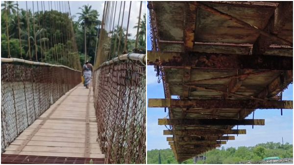 ಉತ್ತರ ಕನ್ನಡ: ದುರಸ್ಥಿಯಾಗದ ತೂಗು ಸೇತುವೆ ಮೇಲೆ ಮೋಜು ಮಸ್ತಿ: ಅಪಾಯದ ಮುನ್ಸೂಚನೆ