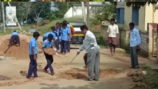 ವಿದ್ಯಾರ್ಥಿಗಳು ರಸ್ತೆ ಗುಂಡಿ ಮುಚ್ಚುತ್ತಿರುವ ವಿಡಿಯೋ ಹಂಚಿಕೊಂಡು ಬಿಜೆಪಿ ವಿರುದ್ಧ ಕಾಂಗ್ರೆಸ್‌ ಕಿಡಿ