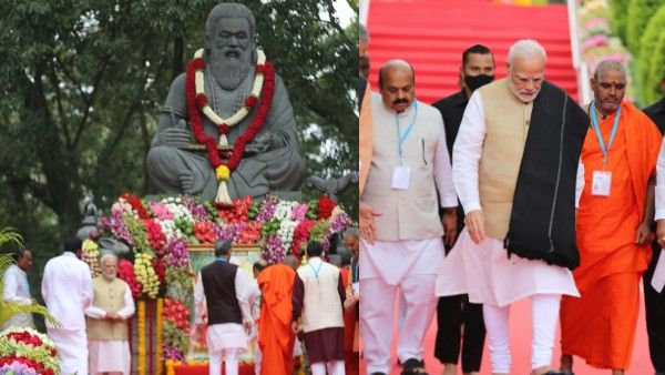 ಬೆಂಗಳೂರು: ಕನಕದಾಸ, ವಾಲ್ಮೀಕಿ ಪ್ರತಿಮೆಗೆ ಪ್ರಧಾನಿ ಮೋದಿ ಮಾಲಾರ್ಪಣೆ