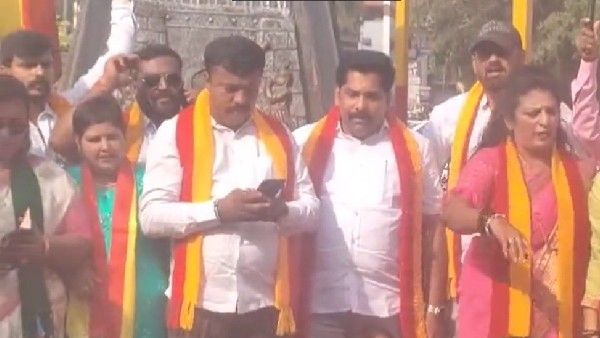 ಮಹಾರಾಷ್ಟ್ರ ಸಚಿವರ ಭೇಟಿಯನ್ನು ವಿರೋಧಿಸಿ ಬೆಳಗಾವಿಯಲ್ಲಿ ಪ್ರತಿಭಟನೆ