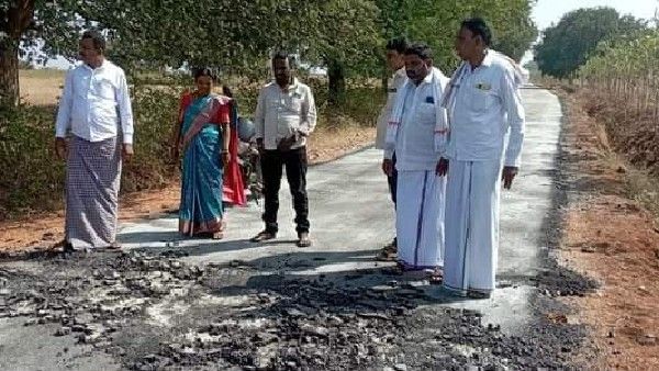 ₹50 ಲಕ್ಷ ವೆಚ್ಚದಲ್ಲಿ ರಸ್ತೆ ದುರಸ್ತಿ: ಮೂರೇ ದಿನಕ್ಕೆ ಕಳಪೆ ಕಾಮಗಾರಿ ಬಯಲು