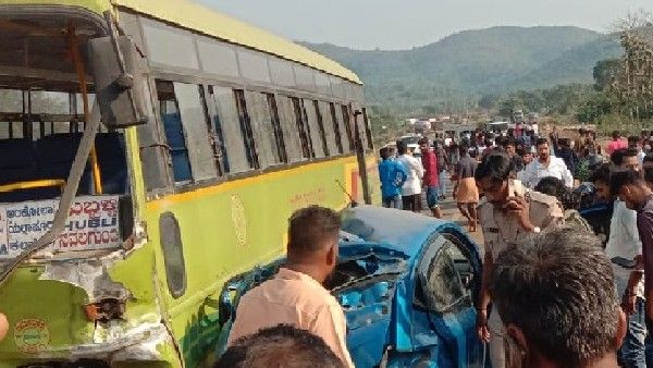 ಅಂಕೋಲಾ: ಕಾರು, KSRTC ಬಸ್‌ ನಡುವೆ ಭೀಕರ ಅಪಘಾತ, ಕಾರಿನಲ್ಲಿದ್ದ ತಮಿಳುನಾಡಿನ ನಾಲ್ವರು ಸಾವು