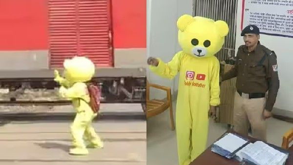 ರೈಲು ಹಳಿ ಬಳಿ ಟೆಡ್ಡಿ ಬೇರ್ ಉಡುಪಿನಲ್ಲಿ ಡ್ಯಾನ್ಸ್ ಮಾಡಿದ ಭೂಪ: ವೈರಲ್ ವಿಡಿಯೋ