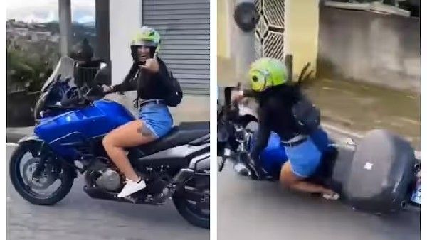 ಅಡ್ಡಾದಿಡ್ಡಿ ಬೈಕ್ ಓಡಿಸಿದ ಹುಡುಗಿ: ಮುಂದೆ ಹೋಗುತ್ತಿದ್ದಂತೆ ಬಿದ್ದಳು ನಡುಗಿ!