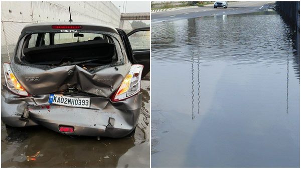 Bengaluru - Mysuru Expressway ಜಲಾವೃತ: ಕಾರು ಅಪಘಾತ, ವಾಹನ ಸವಾರರ ಪರದಾಟ