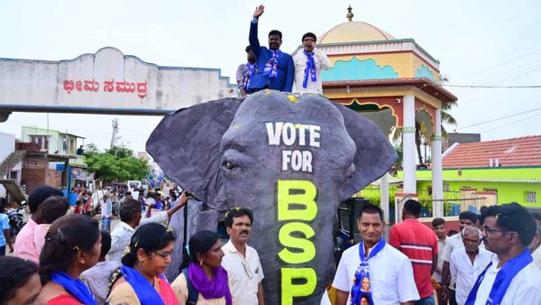 ಚಾಮರಾಜನಗರ: ಆನೆ ಮೇಲೆ ಕುಳಿತು BSP ಅಭ್ಯರ್ಥಿ ಚುನಾವಣಾ ಪ್ರಚಾರ