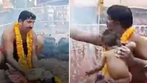 ಕುದಿಯುವ ಹಾಲಿನಲ್ಲಿ ಅಂಬೆಗಾಲಿಡುವ ಮಗುವಿಗೆ ಸ್ನಾನ ಮಾಡಿಸಿದ ಅರ್ಚಕ!