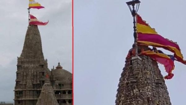 ದೇವಭೂಮಿ ದ್ವಾರಕಾ ಮಂದಿರದಲ್ಲಿ ಹಾರಿದ 2 ಭಗವಧ್ವಜ: ಕಾರಣ ನಿಗೂಢ!