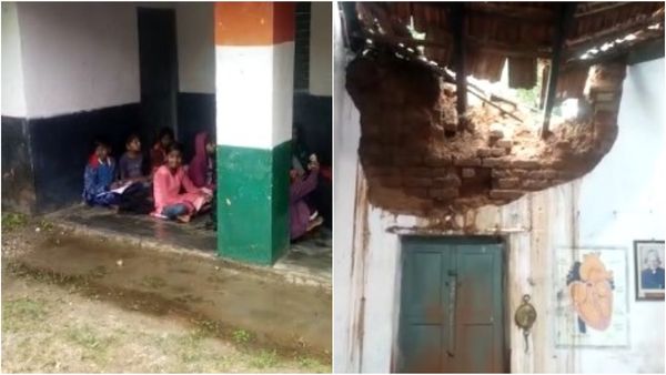 ಹಾಸನ: ಭಾರೀ ಮಳೆಗೆ ಶಾಲೆ ಗೋಡೆ ಕುಸಿತ, ಶಿಥಿಲಗೊಂಡ ಕಟ್ಟಡದ ಬಳಿಯೇ ವಿದ್ಯಾರ್ಥಿಗಳಿಗೆ ಪಾಠ
