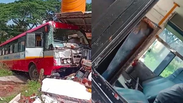 ಅರಸೀಕೆರೆ: ಚಾಲಕನ ನಿಯಂತ್ರಣ ತಪ್ಪಿ ಮನೆಗೆ ನುಗ್ಗಿದ ಸಾರಿಗೆ (KSRTC) ಬಸ್‌