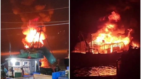 ಲಂಗರು ಹಾಕಿದ್ದ ಬೋಟ್ ಬೆಂಕಿಗಾಹುತಿ: ಮೀನುಗಾರರ ಸಮಯ ಪ್ರಜ್ಞೆಯಿಂದ ತಪ್ಪಿದ ಭಾರೀ ಅನಾಹುತ