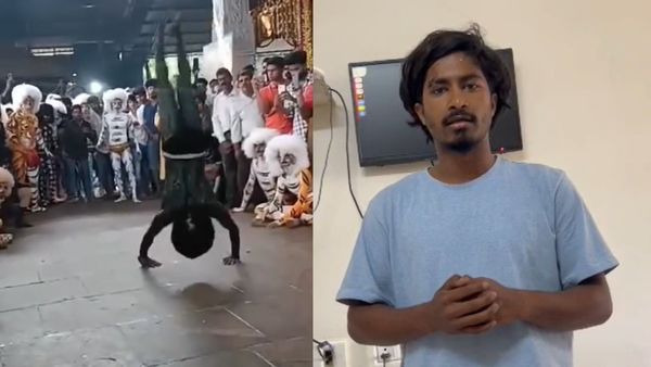 ಮಂಗಳೂರು: ಕುಣಿಯುತ್ತಿರುವಾಗಲೇ ಆಯತಪ್ಪಿ ಬಿದ್ದ ಹುಲಿವೇಷಧಾರಿ