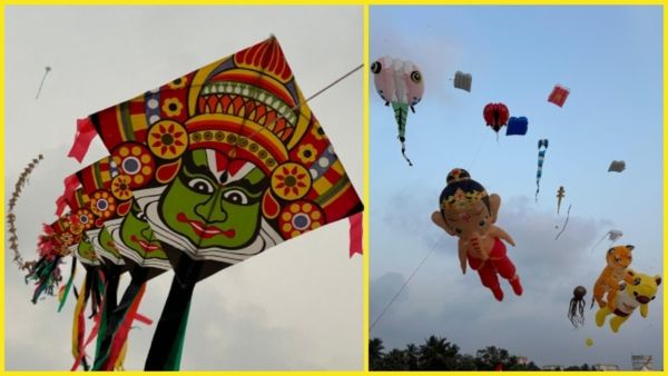 Mangaluru Kite Festival: ಆಗಸದಲ್ಲಿ ಪುಷ್ಪಕ ವಿಮಾನ, ಕಥಕಳ್ಳಿ, ಯಕ್ಷ, ಗಜೇಂದ್ರ, ಭೂತಕೋಲದ ಚಿತ್ತಾರ!