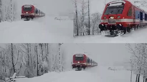 ದಟ್ಟ ಹಿಮದ ನಡುವೆಯೂ ರೈಲು ಸಂಚಾರ, ಇಂಡಿಯಾದ ಸ್ವಿಡ್ಜರ್ಲೆಂಡ್ ಅಂತೆ ಇದು, ವಿಡಿಯೋ ಭಾರೀ ವೈರಲ್‌