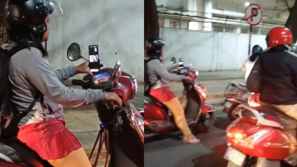 ಬೆಂಗಳೂರು: ಟ್ರಾಫಿಕ್‌ನಲ್ಲೇ ಸ್ಕೂಟಿ ಓಡಿಸುತ್ತಾ ಆನ್‌ಲೈನ್‌ ಮೀಟಿಂಗ್‌ಗೆ ಅಟೆಂಡ್‌ ಆದ ಮಹಿಳೆ, ವಿಡಿಯೋ ವೈರಲ್‌