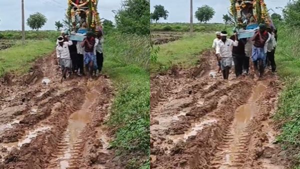 ಶಾಸಕದ ಕ್ಷೇತ್ರದಲ್ಲಿ 25 ವರ್ಷಗಳಿಂದ ದುರಸ್ತಿ ಕಾಣದ ರಸ್ತೆ: ಶವ ಸಾಗಿಸಲು ಗ್ರಾಮಸ್ಥರ ಪರದಾಟ