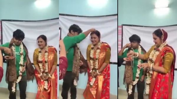 Video Viral: ಕಾಲೇಜು ತರಗತಿಯಲ್ಲಿ ವಿದ್ಯಾರ್ಥಿ ಜೊತೆ ಪ್ರಾಧ್ಯಾಪಕಿ ವಿವಾಹ