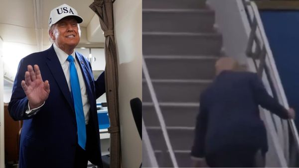 Donald Trump: ವಿಮಾನದ ಮೆಟ್ಟಿಲುಗಳ ಮೇಲೆ ಮುಗ್ಗರಿಸಿದ ಯುಎಸ್ ಪ್ರೆಸಿಡೆಂಟ್ ಡೊನಾಲ್ಡ್‌ ಟ್ರಂಪ್ ವೈರಲ್‌ ವಿಡಿಯೋ!