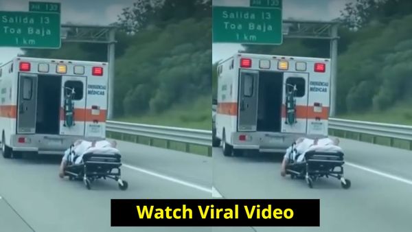 ಚಲಿಸುತ್ತಿದ್ದ ಆಂಬುಲೆನ್ಸ್‌ನಿಂದ ಸ್ಟ್ರೆಚರ್ ಸಮೇತ ರಸ್ತೆ ಬಿದ್ದ ರೋಗಿ...Video Viral