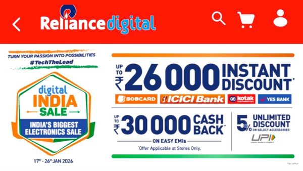 Digital India Sale: ರಿಲಯನ್ಸ್ ಡಿಜಿಟಲ್‌ನ ಡಿಜಿಟಲ್ ಇಂಡಿಯಾ ಸೇಲ್‌ನಲ್ಲಿ ಭರ್ಜರಿ ರಿಯಾಯಿತಿಗಳು, ಕ್ಯಾಶ್‌ಬ್ಯಾಕ್