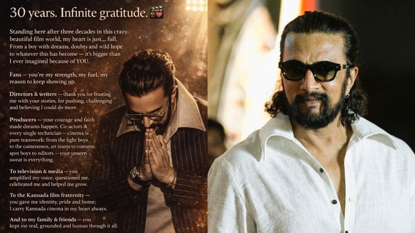 Kiccha Sudeep: 30 ವರ್ಷಗಳ ಸಿನಿ ಪಯಣ: ವಿಶೇಷ ಪೋಸ್ಟ್‌ ಹಂಚಿಕೊಂಡು ಧನ್ಯವಾದ ಹೇಳಿದ ಕಿಚ್ಚ ಸುದೀಪ್‌