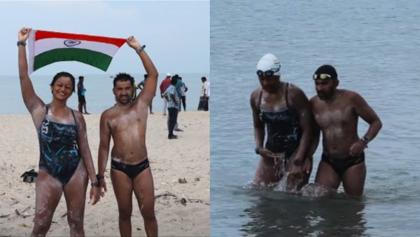 10 ಗಂಟೆ 45 ನಿಮಿಷಗಳ ಕಾಲ ಶ್ರೀಲಂಕಾದಿಂದ ಭಾರತಕ್ಕೆ ಈಜಿ ಬಂದು ಹೊಸ ದಾಖಲೆ ಬರೆದ ಬೆಂಗಳೂರು ದಂಪತಿ