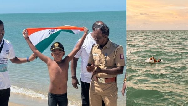 ಭಾರತ-ಶ್ರೀಲಂಕಾ ನಡುವೆ 29 ಕಿಮೀ ಈಜಿದ 7 ವರ್ಷದ ಬಾಲಕನಿಂದ ವಿಶ್ವ ದಾಖಲೆ