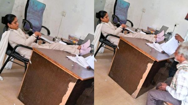 ದೂರುದಾರನ ಎದುರು ಟೇಬಲ್ ಮೇಲೆ ಕಾಲಿಟ್ಟು ಕುಳಿತ ಮಹಿಳಾ ಪೊಲೀಸ್; ಧಿಮಾಕು ಇಳಿಸಿತು ವೈರಲ್‌ ಫೋಟೋ