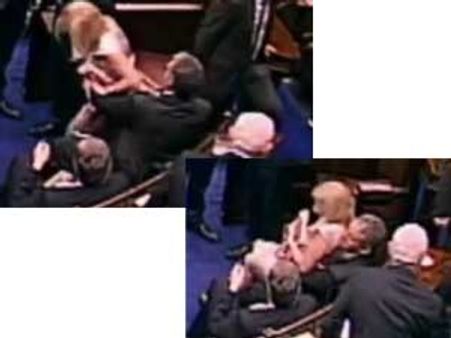 പാര്‍ലമെന്റ് ചര്‍ച്ചയ്ക്കിടെ വനിതാ എം പി മടിയില്‍