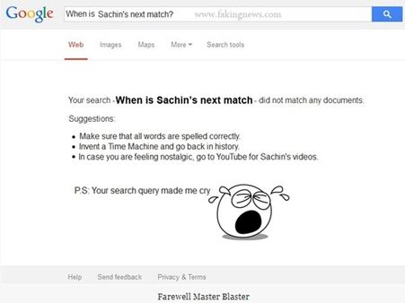 ഗൂഗിളും കരയുന്നു, മിസ് യു സച്ചിന്‍