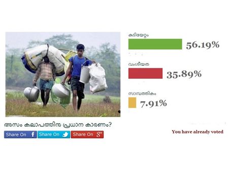 അസം കലാപത്തിന് കാരണം മുസ്ലിം കുടിയേറ്റം