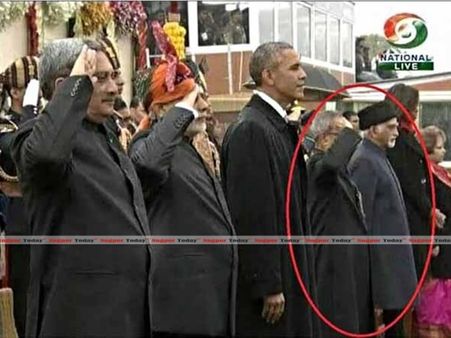 ദേശീയഗാനം പാടിയപ്പോള്‍ ഹമീദ് അന്‍സാരി സല്യൂട്ട് ചെയ്തില്ല