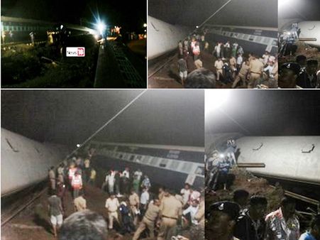 മധ്യപ്രദേശില്‍ രണ്ട് ട്രെയിനുകള്‍ നദിയിലേക്ക് മറിഞ്ഞു