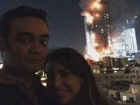 ദുബായ് തീപ്പിടുത്തത്തിനിടയില്‍ സെല്‍ഫി ; സോഷ്യല്‍ മീഡിയയില്‍ കത്തുന്നത് ദമ്പതികള്‍