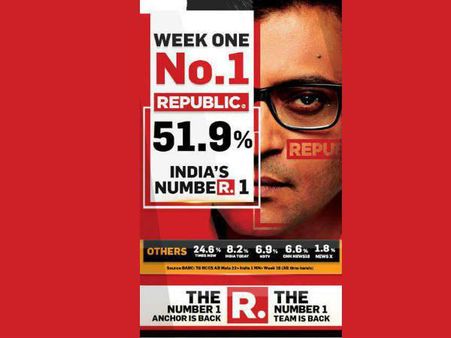 ചരിത്രമായി റിപ്പബ്ലിക് ടിവി, റേറ്റിംഗില്‍ ഒന്നാമത്!! പ്രവർത്തനം തുടങ്ങിയിട്ട് ഒരാഴ്ച മാത്രം