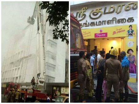 ചെന്നൈ സില്‍ക്സിൽ തീപിടുത്തം: പിന്നില്‍ ഷോർട്ട് സർക്യൂട്ട്!! ജീവനക്കാർ കാന്‍റീനിൽ കുടുങ്ങി!!