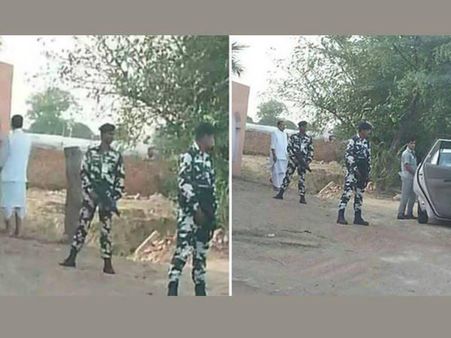 പൊതുസ്ഥലത്ത് 'കാര്യം സാധിക്കുന്ന' കേന്ദ്രമന്ത്രി!! തോക്ക് പിടിച്ച് സൈനികര്‍, നാണക്കേട്