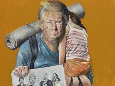 ട്രംപ് സിറിയൻ അഭയാർഥി!!!! അഭയാർഥി ജീവിതം ക്യാൻവാസിലാക്കി സറിയൻ കലാകാരൻ